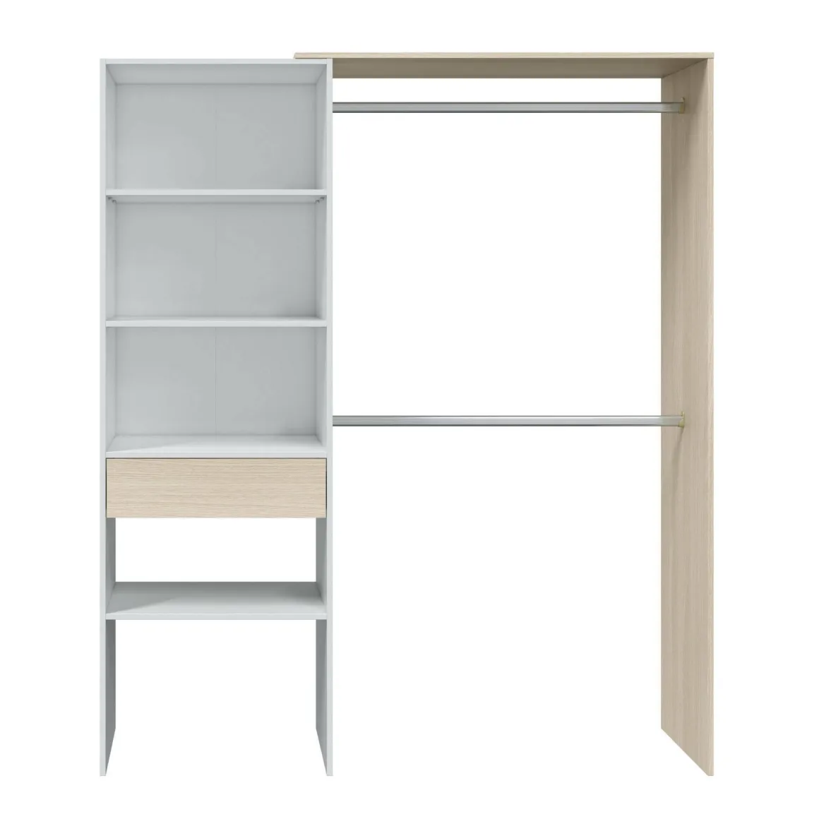 Guardaroba grande classico bianco e rovere 158x187h cm - Amico