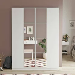 Altri Guardaroba > Dmora Guardaroba grande con appendiabiti 138x183h cm - Phet Bianco