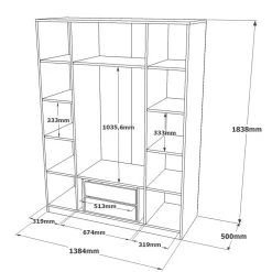 Altri Guardaroba > Dmora Guardaroba grande con appendiabiti 138x183h cm - Phet Bianco