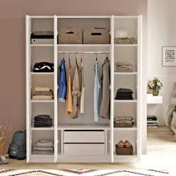 Altri Guardaroba > Dmora Guardaroba grande con appendiabiti 138x183h cm - Phet Bianco