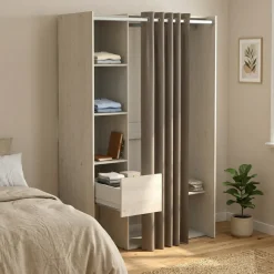 Cabine Armadio|Altri Guardaroba > Dmora Guardaroba grande con appendiabiti rovere 234x205h cm - Dindo Marrone Rovere