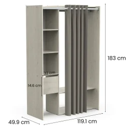Guardaroba grande con appendiabiti rovere 119x183h cm - Elettori