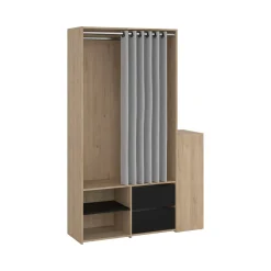 Guardaroba grande con appendiabiti rovere e nero 127x197h cm - Amaranto