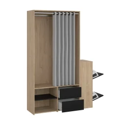 Guardaroba grande con appendiabiti rovere e nero 127x197h cm - Amaranto