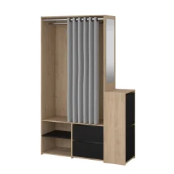 Guardaroba grande con appendiabiti rovere e nero 127x197h cm - Amaranto