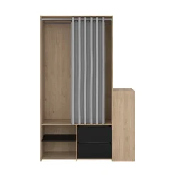 Guardaroba grande con appendiabiti rovere e nero 127x197h cm - Amaranto