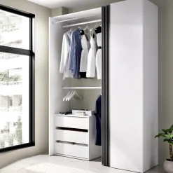 Altri Guardaroba|Camera Da Letto > Dmora Guardaroba grande con cassetti bianco e antracite 140x205h cm - Annuck Nero, Bianco Antracite