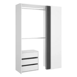 Altri Guardaroba|Camera Da Letto > Dmora Guardaroba grande con cassetti bianco e antracite 140x205h cm - Annuck Nero, Bianco Antracite