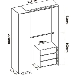 Altri Guardaroba|Camera Da Letto > Dmora Guardaroba grande con cassetti bianco e antracite 140x205h cm - Annuck Nero, Bianco Antracite