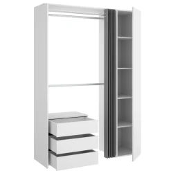 Altri Guardaroba|Camera Da Letto > Dmora Guardaroba grande con cassetti bianco e antracite 140x205h cm - Annuck Nero, Bianco Antracite