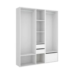 Guardaroba grande con cassetti bianco e rovere 158x205h cm - Celestin