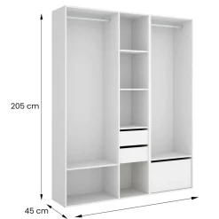 Guardaroba grande con cassetti bianco e rovere 158x205h cm - Celestin