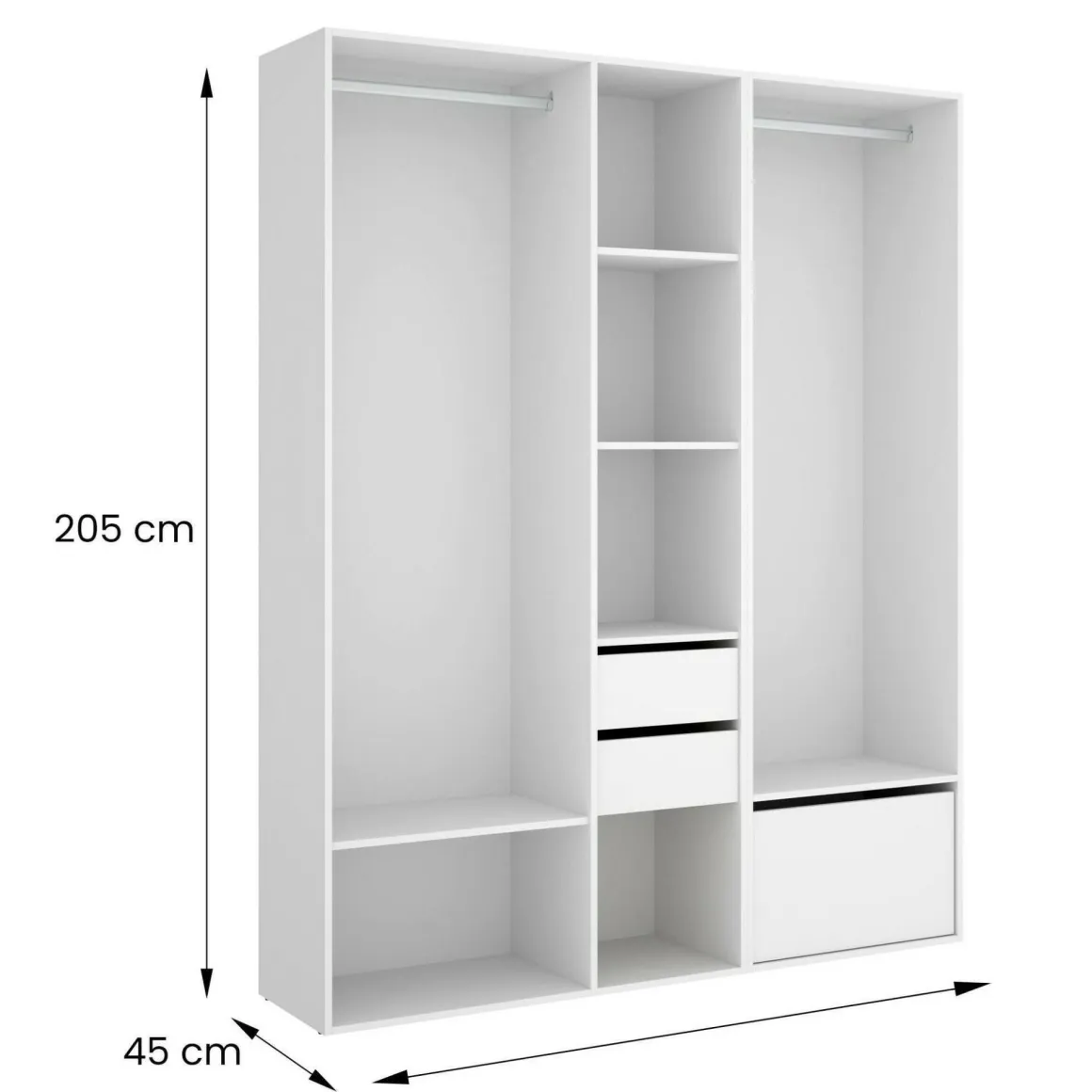 Guardaroba grande con cassetti bianco e rovere 158x205h cm - Celestin