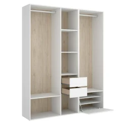 Guardaroba grande con cassetti bianco e rovere 158x205h cm - Celestin