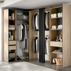 Cabine Armadio|Altri Guardaroba > Dmora Guardaroba grande con ripiani regolabili antracite e rovere 214x205h cm - Pali Marrone Rovere, Nero Antracite