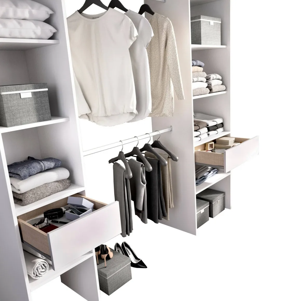 Altri Guardaroba|Camera Da Letto > Dmora Guardaroba grande con ripiani regolabili 200x215h cm - Persefone Bianco