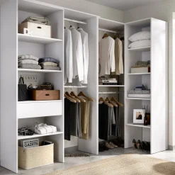 Cabine Armadio|Altri Guardaroba > Dmora Guardaroba grande con ripiani regolabili rovere 180x205h cm - Olaf Marrone Rovere
