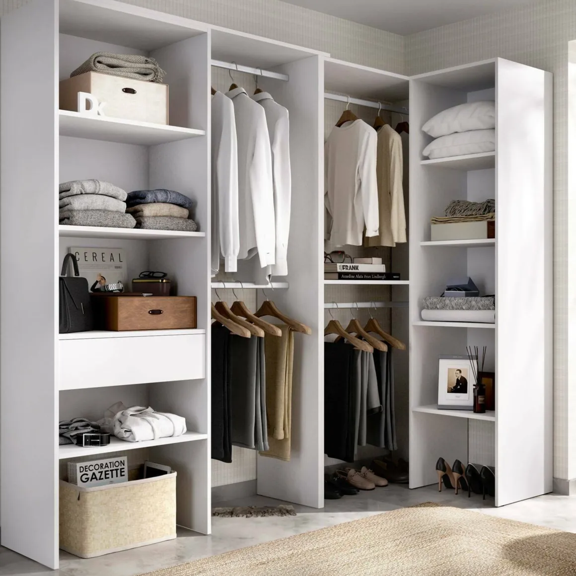 Cabine Armadio|Altri Guardaroba > Dmora Guardaroba grande con ripiani regolabili rovere 180x205h cm - Olaf Marrone Rovere