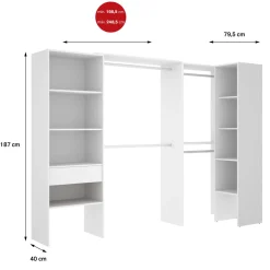 Cabine Armadio|Altri Guardaroba > Dmora Guardaroba grande con ripiani regolabili rovere 180x205h cm - Olaf Marrone Rovere