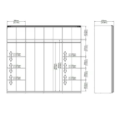 Guardaroba grande con specchio nero 242x220h cm - Catalina