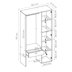 Camera Da Letto > Dmora Guardaroba grande in legno 98x187h cm - Actor Bianco