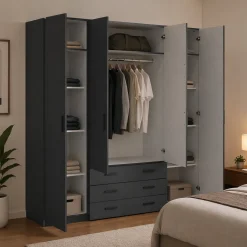 Guardaroba grande in legno grigio 195x200h cm - Epipola
