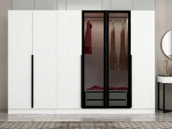 Altri Guardaroba > Dmora Guardaroba Grande in Legno Nobilitato Nero, Bianco Fume
