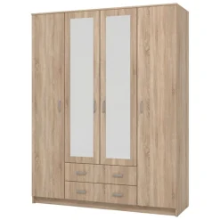 Altri Guardaroba > Dmora Guardaroba Grande Appendiabiti 9 Ripiani 140x182h cm, 2 Cassetti - Paterno Marrone Noce