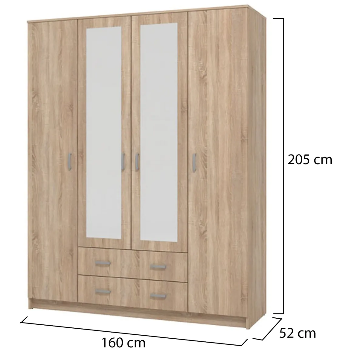 Altri Guardaroba > Dmora Guardaroba Grande Appendiabiti 9 Ripiani 140x182h cm, 2 Cassetti - Paterno Marrone Noce