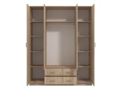 Altri Guardaroba > Dmora Guardaroba Grande Appendiabiti 9 Ripiani 140x182h cm, 2 Cassetti - Paterno Marrone Noce