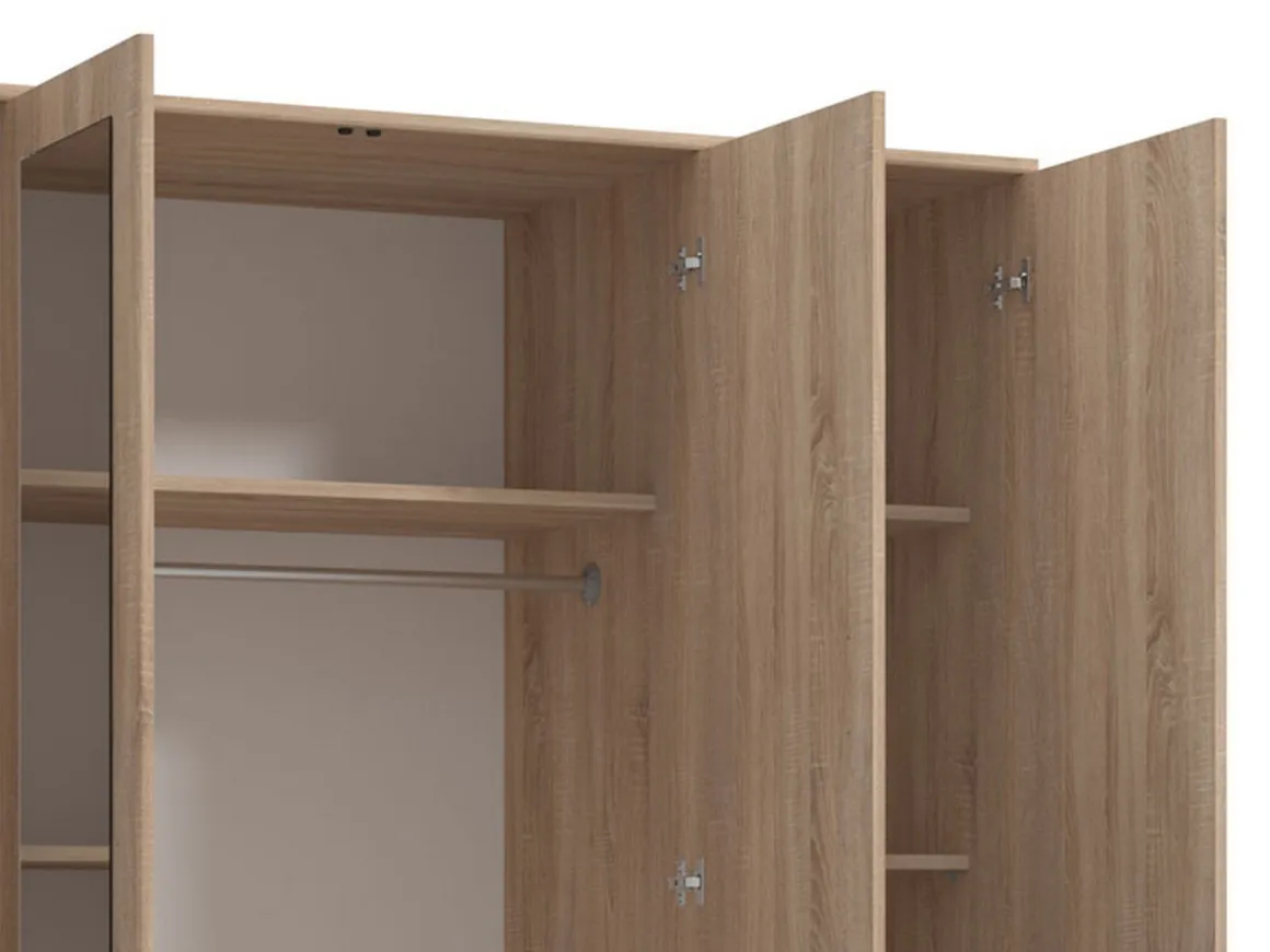 Altri Guardaroba > Dmora Guardaroba Grande Appendiabiti 9 Ripiani 140x182h cm, 2 Cassetti - Paterno Marrone Noce