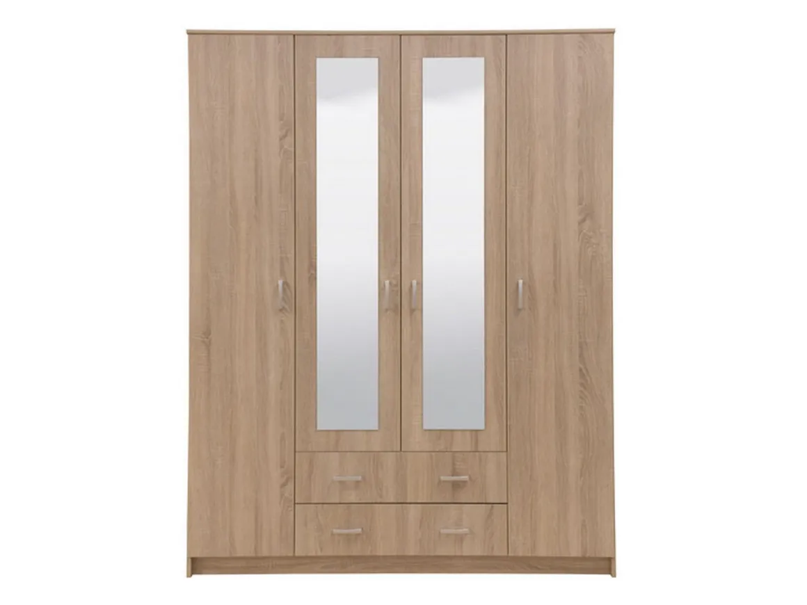 Altri Guardaroba > Dmora Guardaroba Grande Appendiabiti 9 Ripiani 140x182h cm, 2 Cassetti - Paterno Marrone Noce