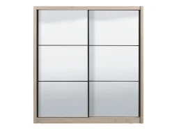 Altri Guardaroba > Dmora Guardaroba Grande Marrone Rovere Grigio Nero Appendiabiti 5 Ripiani 213x215.5h cm, Apertura Scorrevole - Godrano Nero, Marrone Rovere grigio