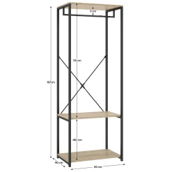 Cabine Armadio|Altri Guardaroba > Dmora Guardaroba Grande Marrone Rovere Nero 2 Ripiani Appendiabiti 40x167h cm, Cassetti - Cortez Nero, Marrone Rovere