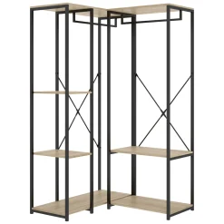 Cabine Armadio|Altri Guardaroba > Dmora Guardaroba Grande Marrone Rovere Nero 4 Ripiani Appendiabiti 40x167h cm, Cassetti - Fairfax Nero, Marrone Rovere