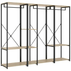 Cabine Armadio|Altri Guardaroba > Dmora Guardaroba Grande Marrone Rovere Nero 4 Ripiani Appendiabiti 40x167h cm, Cassetti - Fairfax Nero, Marrone Rovere