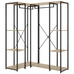 Cabine Armadio|Altri Guardaroba > Dmora Guardaroba Grande Marrone Rovere Nero 5 Ripiani Appendiabiti 40x167h cm, Cassetti - Dalton Nero, Marrone Rovere
