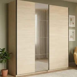 Altri Guardaroba > Dmora Guardaroba Grande Marrone Rovere Nero Fume Appendiabiti 10 Ripiani 270x210h cm, 6 Ante - Roviano Nero Fume, Marrone Rovere