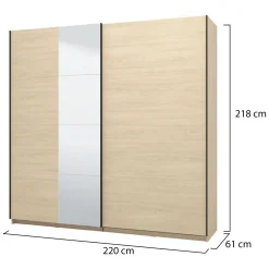 Guardaroba Grande Marrone Rovere Nero Appendiabiti 2 Ripiani 220x217.5h cm, 4 Vani - Palestro