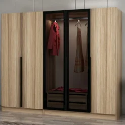 Altri Guardaroba > Dmora Guardaroba Grande 2 Ripiani Appendiabiti 245x217.5h cm, 2 Ante - Resiutta Marrone Rovere Nodi