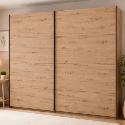 Altri Guardaroba > Dmora Guardaroba Grande 8 Ripiani Appendiabiti 217x210h cm, 2 Ante - Piateda Marrone Rovere Nodi