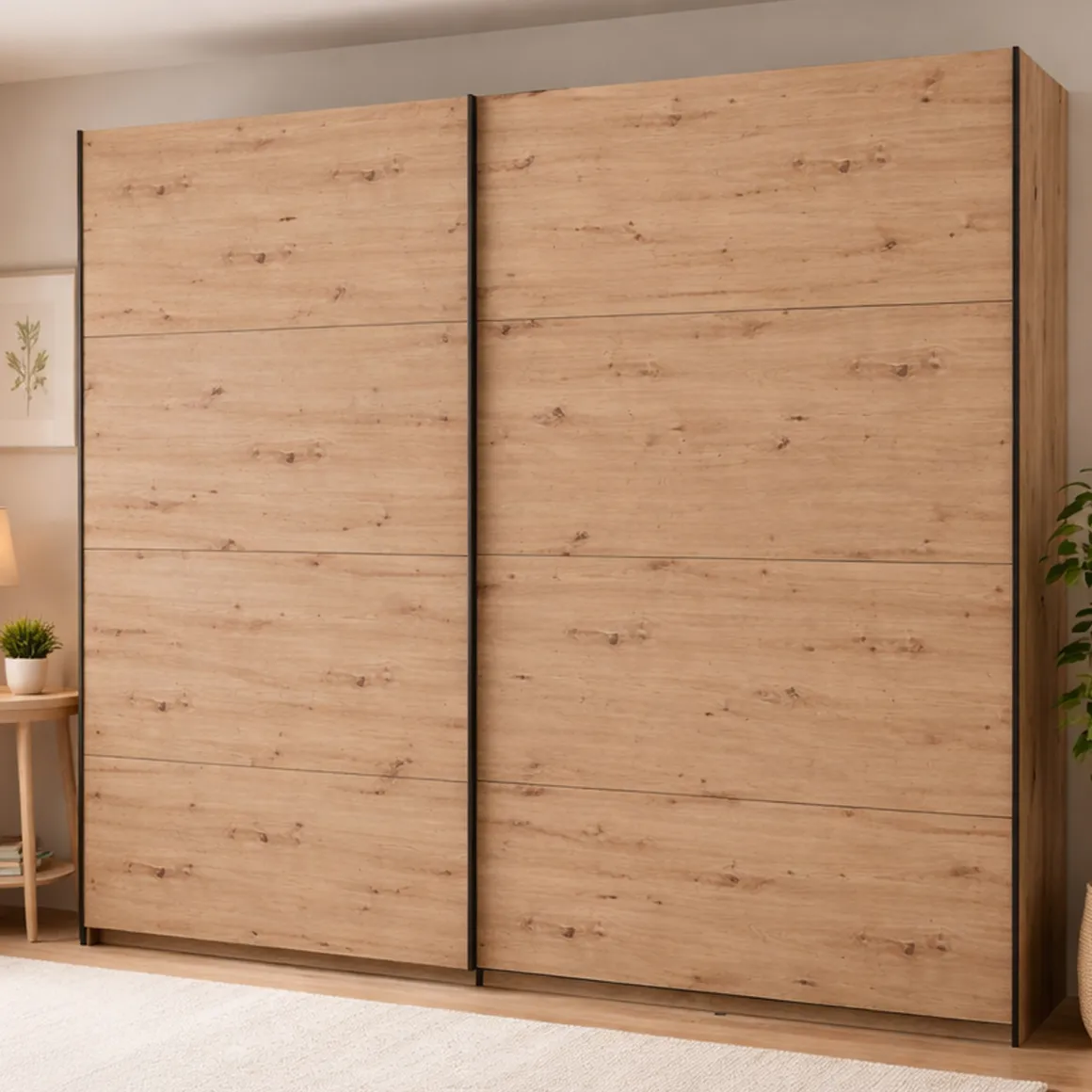 Guardaroba Grande Marrone Rovere Nodi 2 Ripiani Appendiabiti 245x217.5h cm, 2 Ante - Salemi