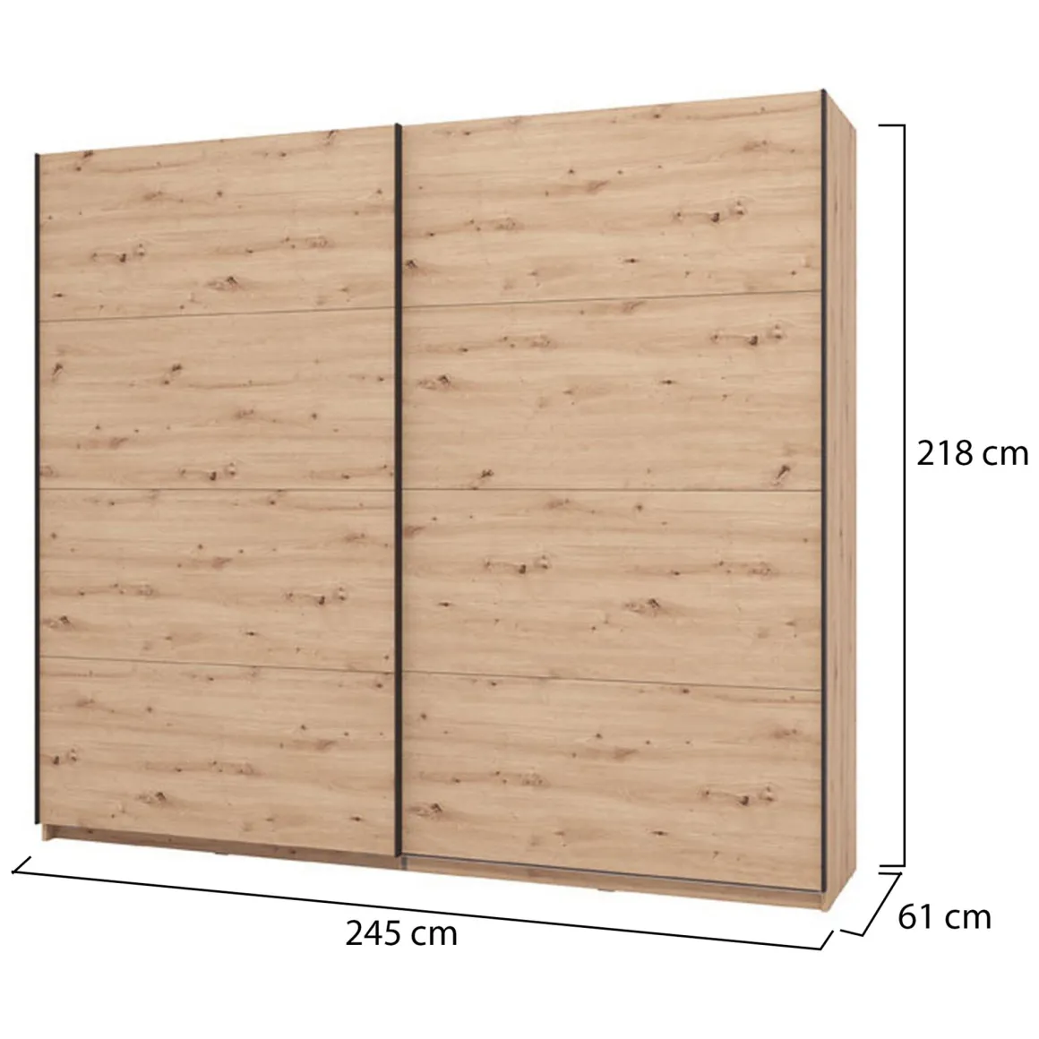 Guardaroba Grande Marrone Rovere Nodi 2 Ripiani Appendiabiti 245x217.5h cm, 2 Ante - Salemi