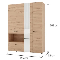 Altri Guardaroba > Dmora Guardaroba Grande Marrone Rovere Nodi Nero 4 Ripiani un Cassetto 182.5x210.5h cm, Appendiabiti - Rifreddo Nero, Marrone Rovere Nodi