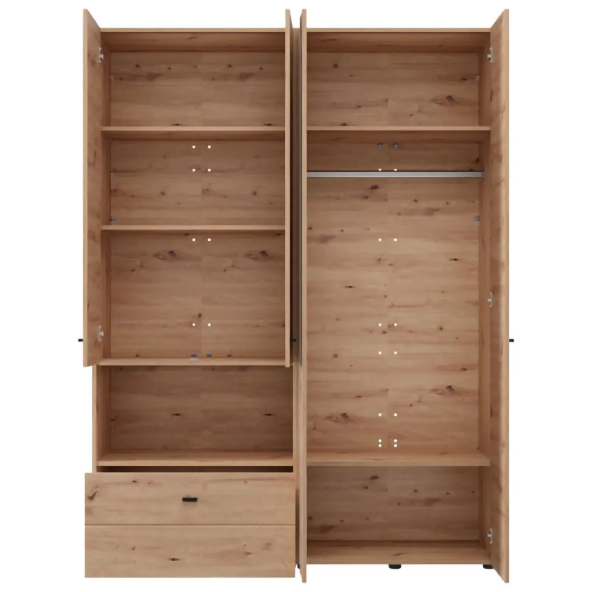 Altri Guardaroba > Dmora Guardaroba Grande Marrone Rovere Nodi Nero 4 Ripiani un Cassetto 182.5x210.5h cm, Appendiabiti - Rifreddo Nero, Marrone Rovere Nodi