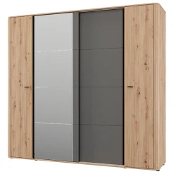 Altri Guardaroba > Dmora Guardaroba Grande Marrone Rovere Nodi Nero Antracite Appendiabiti 2 Ripiani 180x211h cm, 4 Vani - Truth Nero Antracite, Marrone Rovere Nodi
