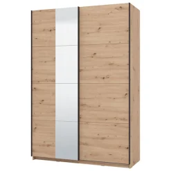 Altri Guardaroba > Dmora Guardaroba Grande Marrone Rovere Nodi Nero Appendiabiti 2 Ripiani 145.5x217.5h cm, Apertura Scorrevole - Vialone Nero, Marrone Rovere Nodi