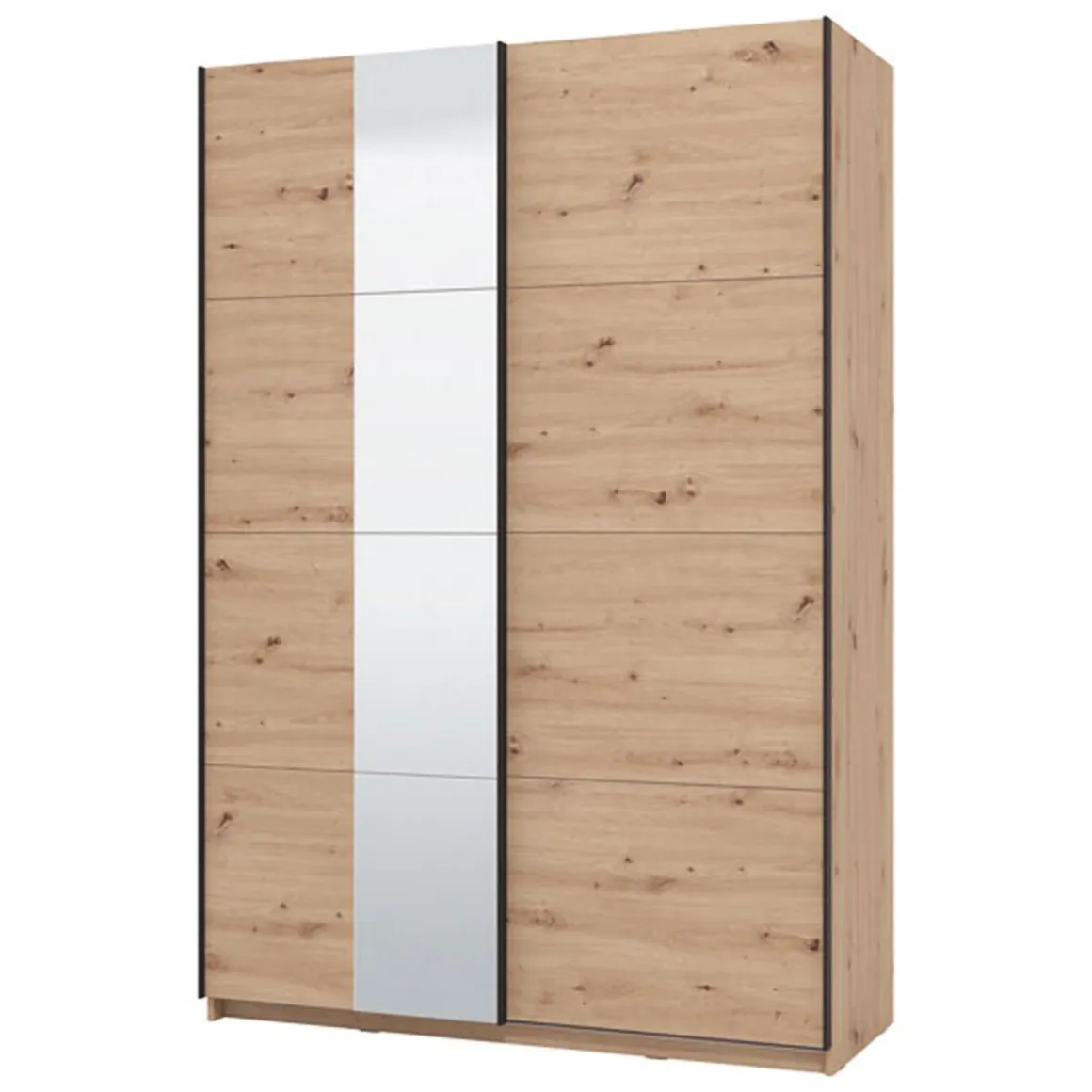 Altri Guardaroba > Dmora Guardaroba Grande Marrone Rovere Nodi Nero Appendiabiti 2 Ripiani 145.5x217.5h cm, Apertura Scorrevole - Vialone Nero, Marrone Rovere Nodi
