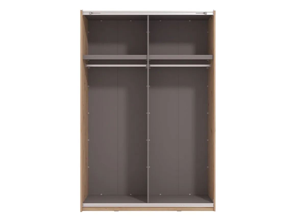 Altri Guardaroba > Dmora Guardaroba Grande Marrone Rovere Nodi Nero Appendiabiti 2 Ripiani 145.5x217.5h cm, Apertura Scorrevole - Vialone Nero, Marrone Rovere Nodi