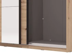 Altri Guardaroba > Dmora Guardaroba Grande Marrone Rovere Nodi Nero Appendiabiti 2 Ripiani 145.5x217.5h cm, Apertura Scorrevole - Vialone Nero, Marrone Rovere Nodi